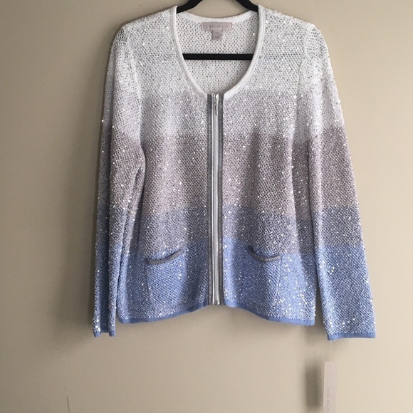 Laura Ashley Ombre Sequin Cardigan Sweater - Picture 1 of 14